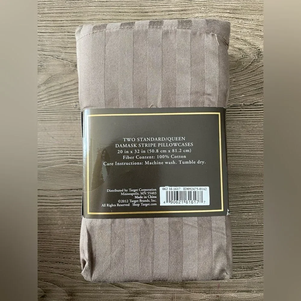 Fieldcrest Luxury Damask Stripe Pillowcases - Brown